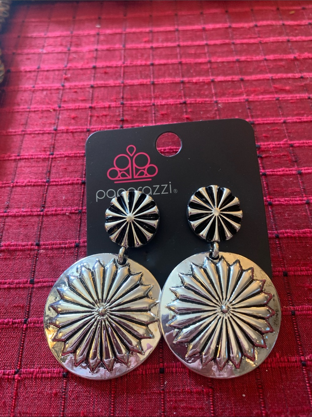 paparazzi Silver Sunburst Drop Earrings